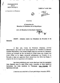 Attentat contre les Président du Rwanda et du Burundi